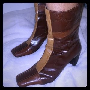 Transit Brown Patchwork mid calf boots